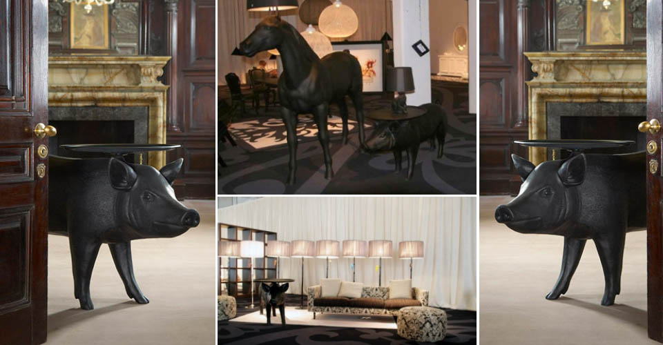 现代经典灯饰|台灯|办公火狐官方网站|荷兰 Moooi Pig Table 黑豬邊桌